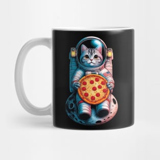 Cat Eating Pizza in Universe - For Space Astronaut Cat Mug